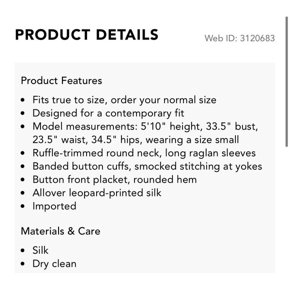 REBECCA TAYLOR $325 Leopard Cheetah 100% Silk Blouse XS Career Old Money Flowy - Picture 7 of 13